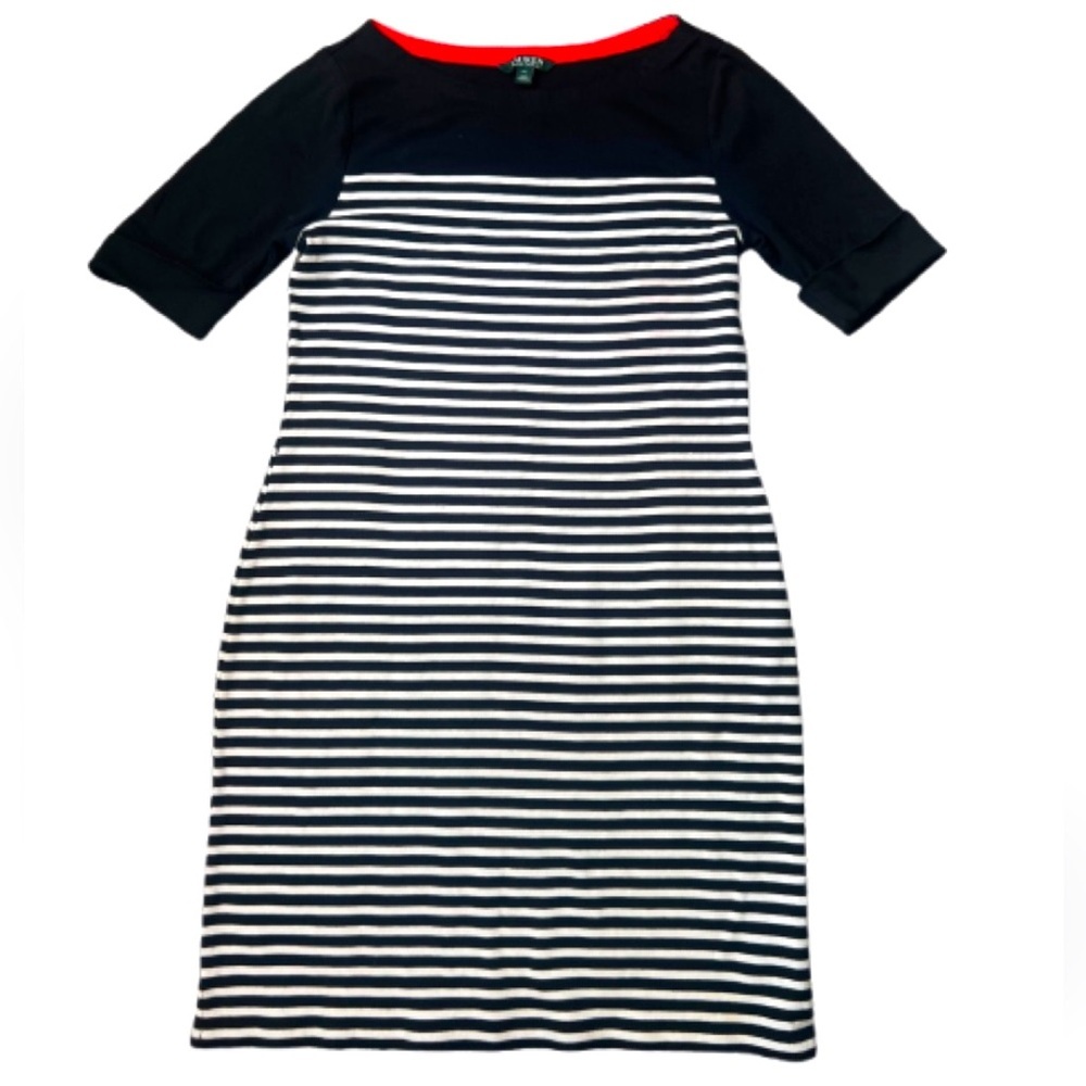 Lauren Ralph Lauren Preppy Black&‎ White Striped Dress